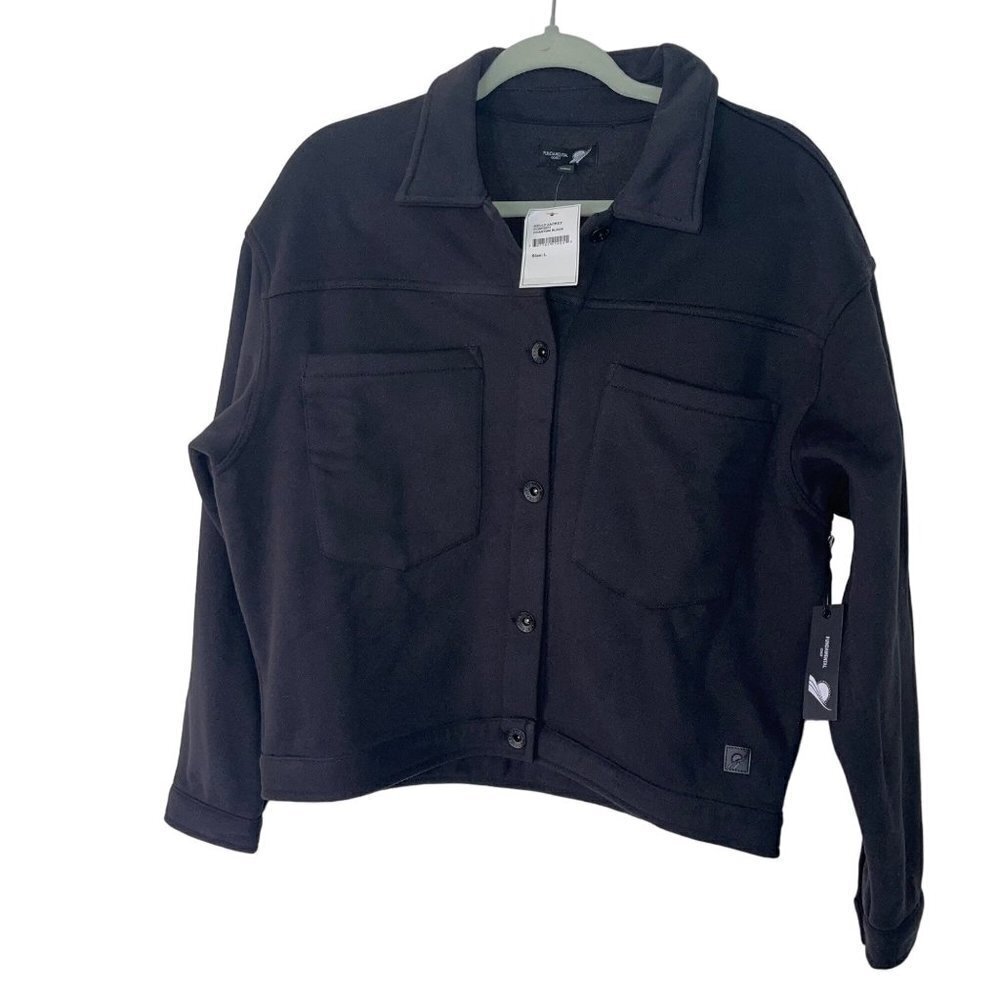 Fundamental Coast Womens Kelly Fleece Jacket Size Large Black Cotton Blend New